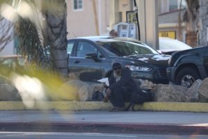 Gerardo Michael Juarez camped daily in front of USA Gasoline in Lawndale courtesy of the Daily Breeze.