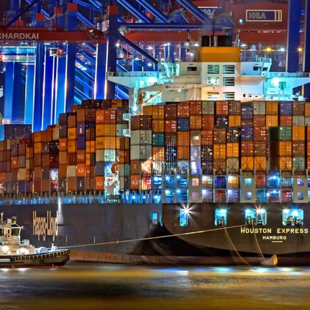 freight ships with plenty of containers