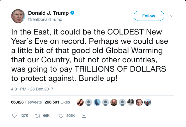 President Trump Global Warming Tweet