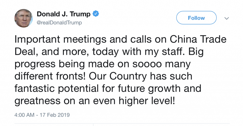 Trump China Trade Deal Tweet